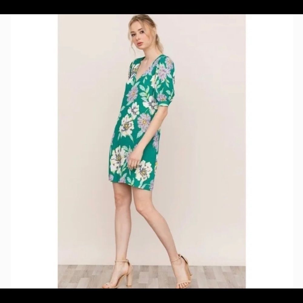 Yumi Kim Bleeker Street Green Floral Dress Size Small
